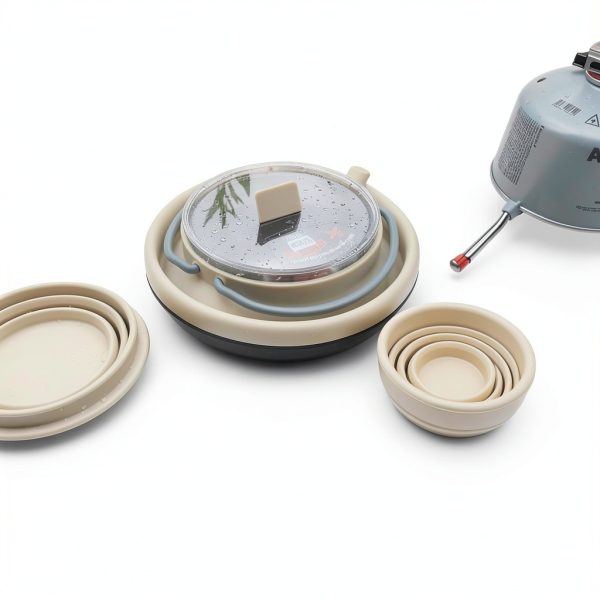 CAMPWOLF Collapsible Camping Kettle Light Khaki 1.5L-8